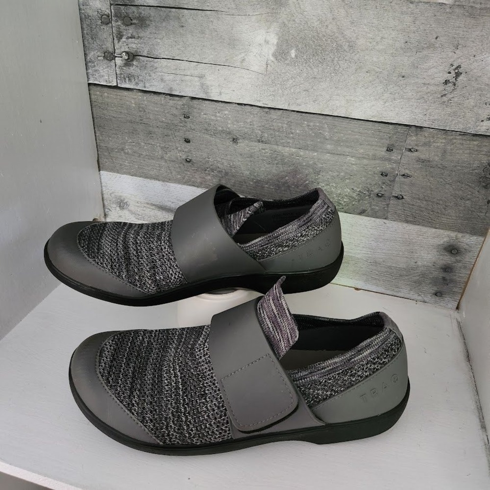 Alegria TRAQ QWI-5018 Gray Black Knit Strap Walking Shoes Womens 40 US 9-9.5